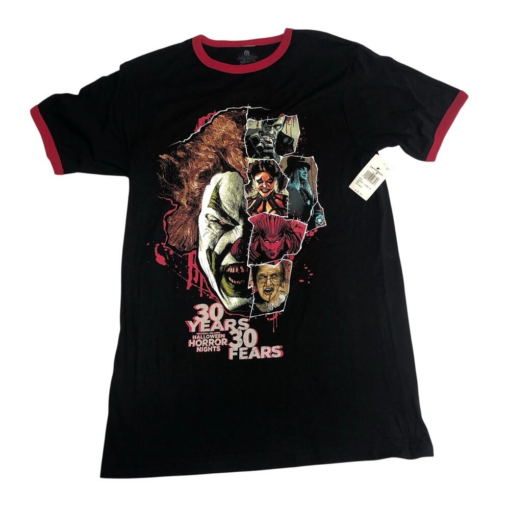 Halloween Horror Nights Graphic Tee Size S Black Red Universal T-Shirt NWT